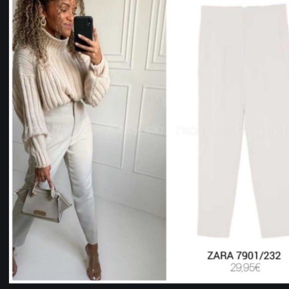 Zara beige darted high rise trousers - Picture 2 of 7
